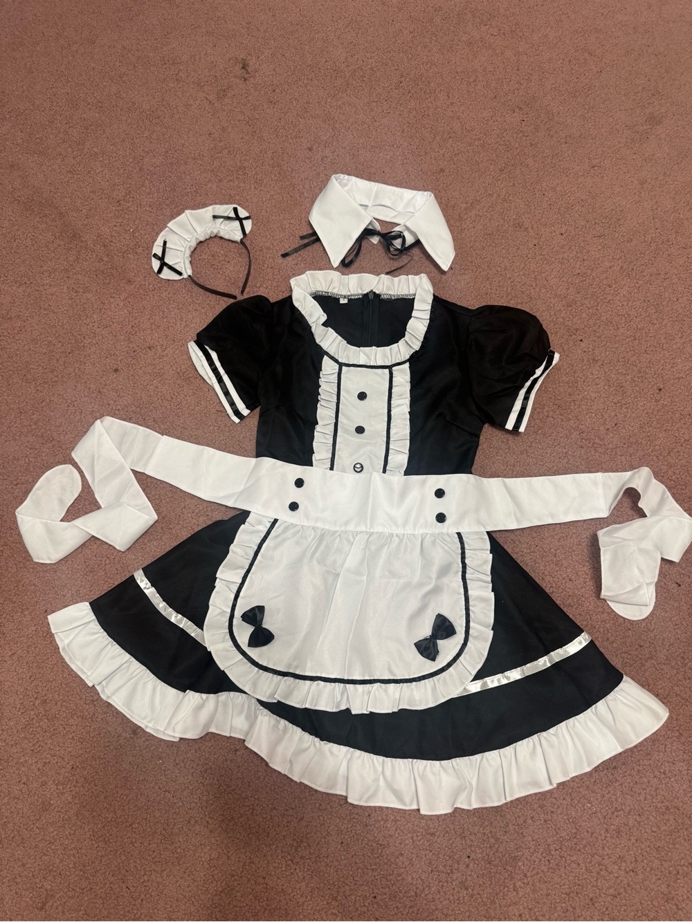 New S black maid French costume dress Lolita goth gothic apron festival outfit - Picture 4 of 5
